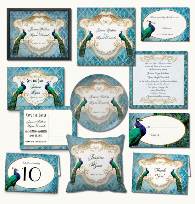 Royal Peacock Wedding Invitation Suite
