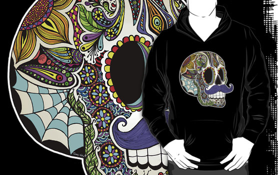 Mustache Sugar Skull Hoodie
